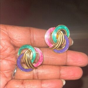 Vintage Multicolor Interlocking Earrings